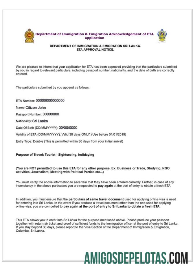 SRI LANKA E Vista exemplo